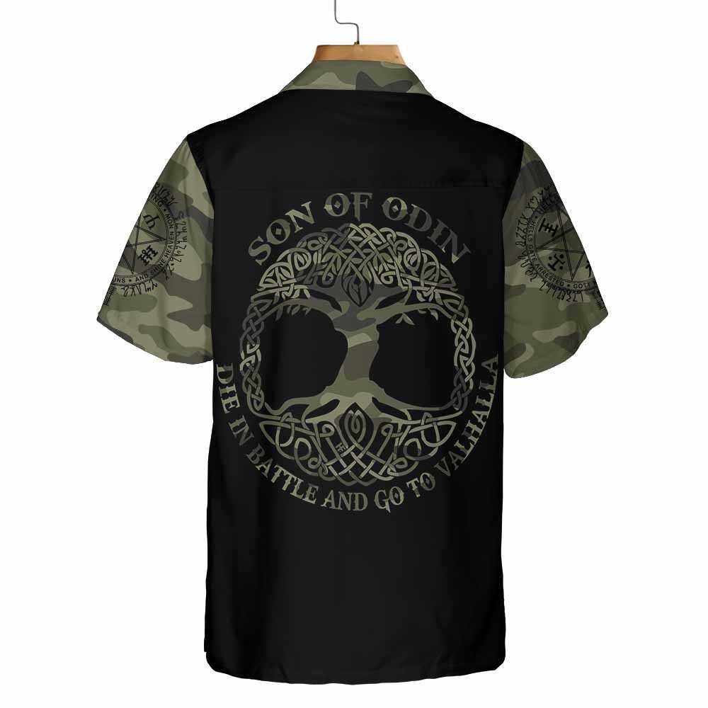 Camouflage Skull Viking Hawaiian Shirt, Son Of Odin Viking Shirt
