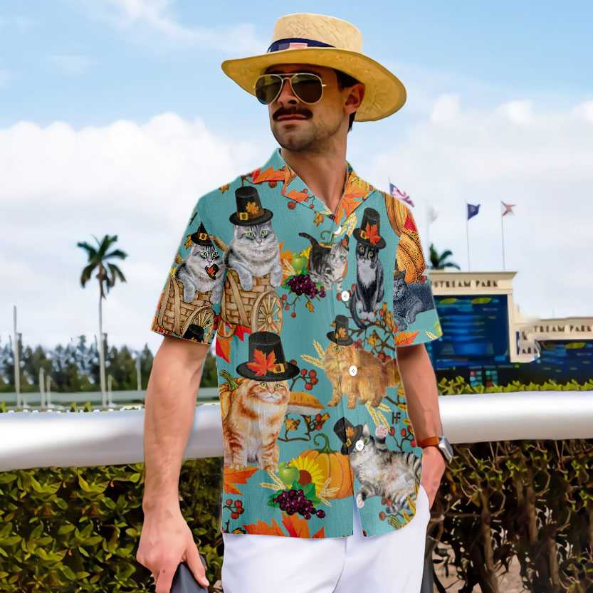 Cats Thanksgiving Hawaiian Shirt, Funny Gift For Thanksgiving Day