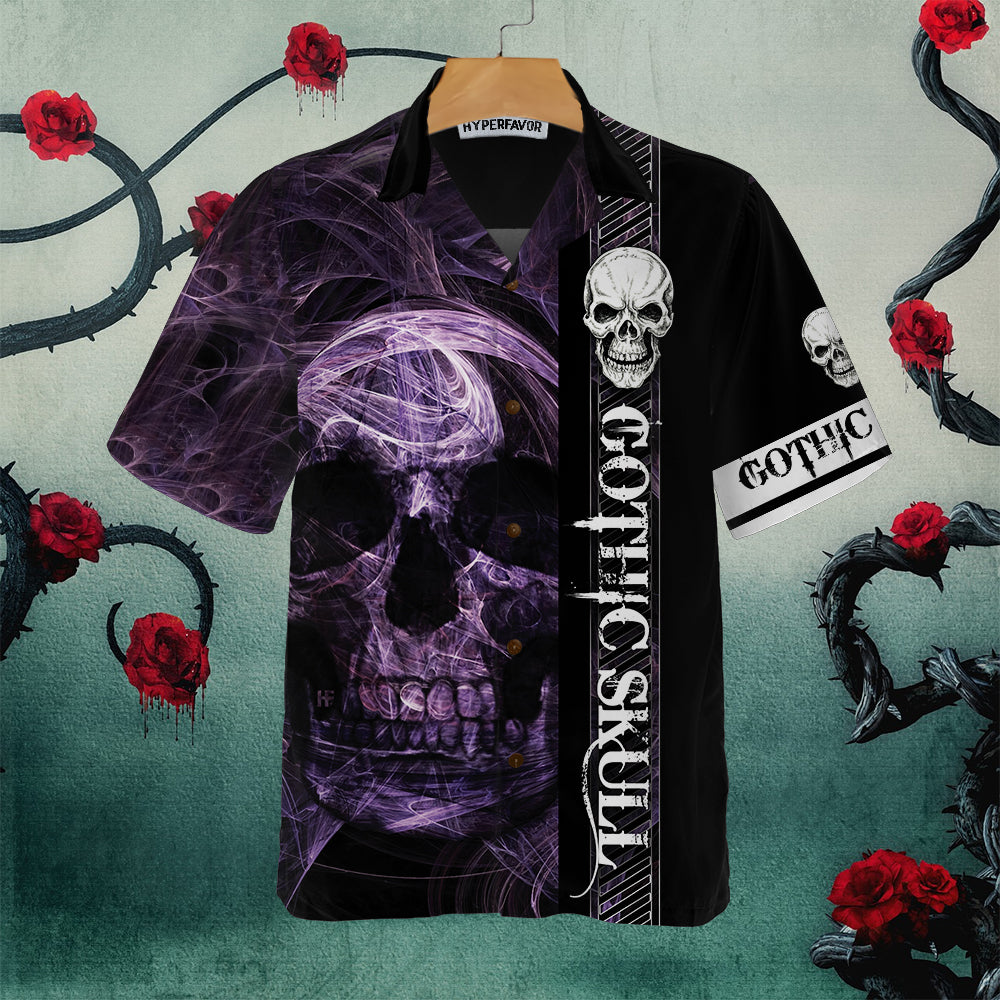 Gothic Skull Hawaiian Shirt, Cool Skull Black Shirt For Men And Women