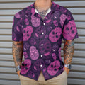 Purple Midnight Sugar Skull Hawaiian Shirt, Unique Day Of The Dead Skull Shirt For Men And Women