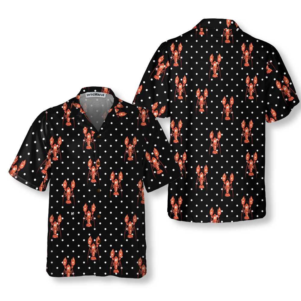 Red Lobster With Dot Hawaiian Shirt, Funny Lobster Shirt For Adults, Lobster Print Shirt