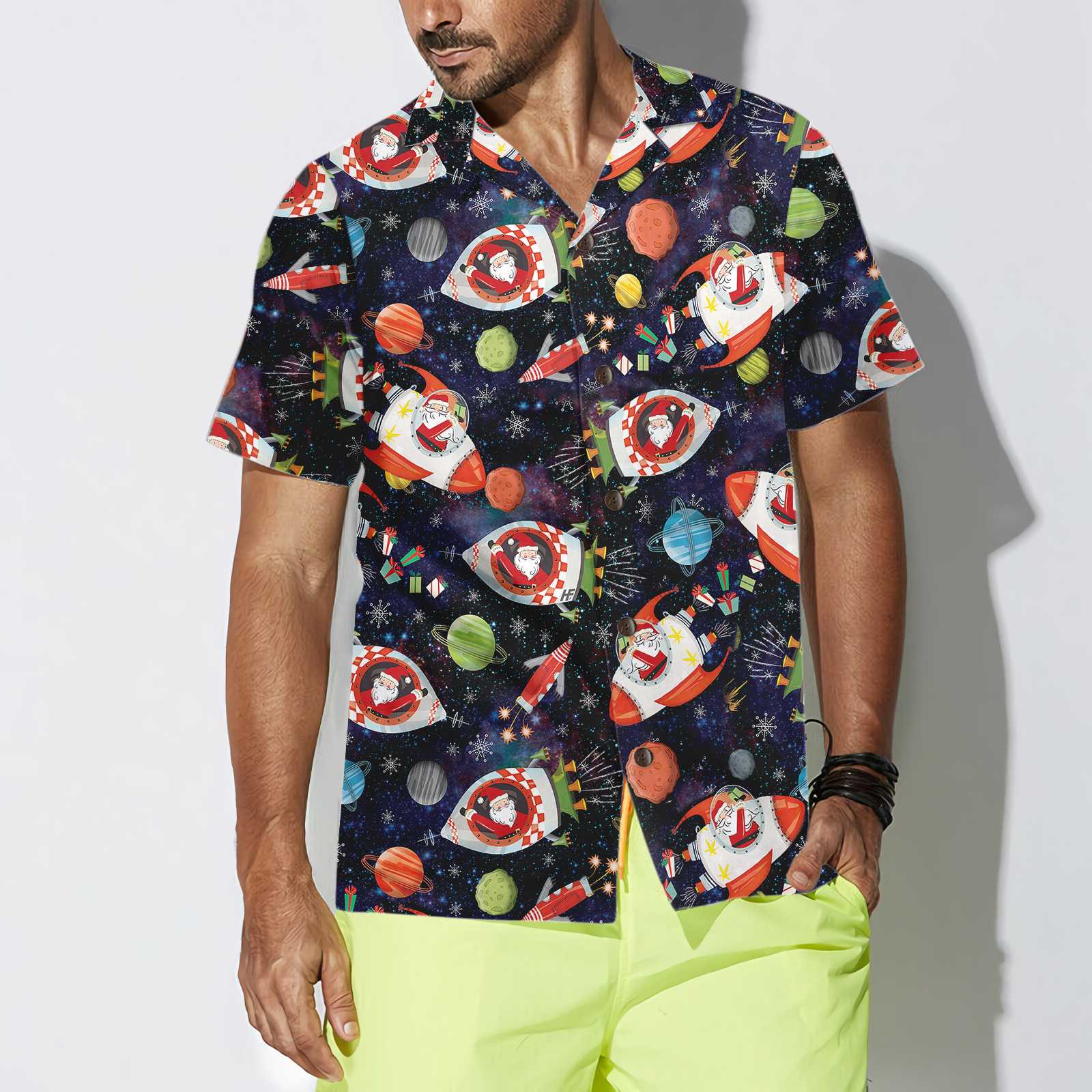 Santa In Outer Space Hawaiian Shirt, Funny Christmas Santa Shirt, Gift For Christmas