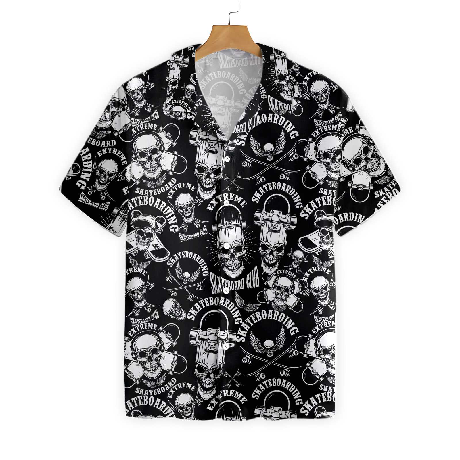 Skateboard Emblems In Monochrome Style Hawaiian Shirt