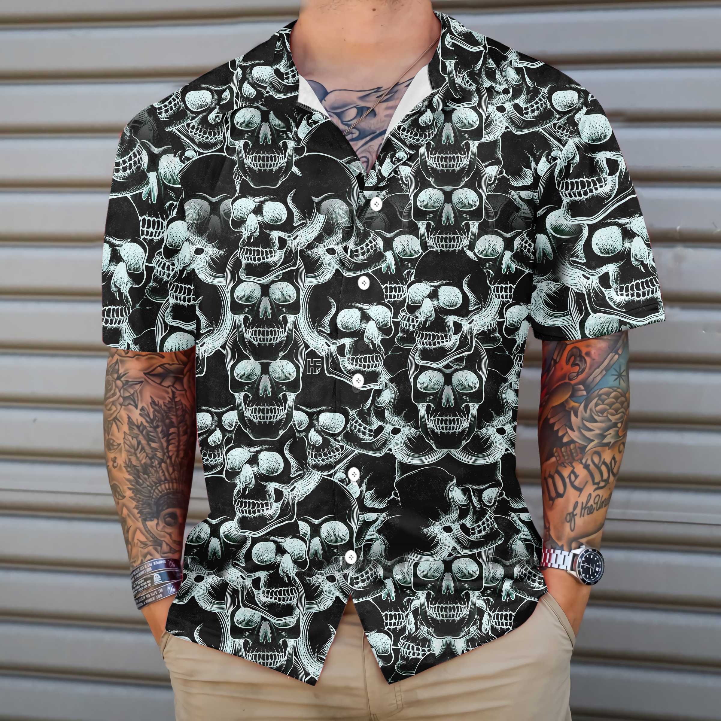Skull Head Drawing Pattern Hawaiian Shirt, Skull Art Shirt, Best Skull Shirt For Men And Women