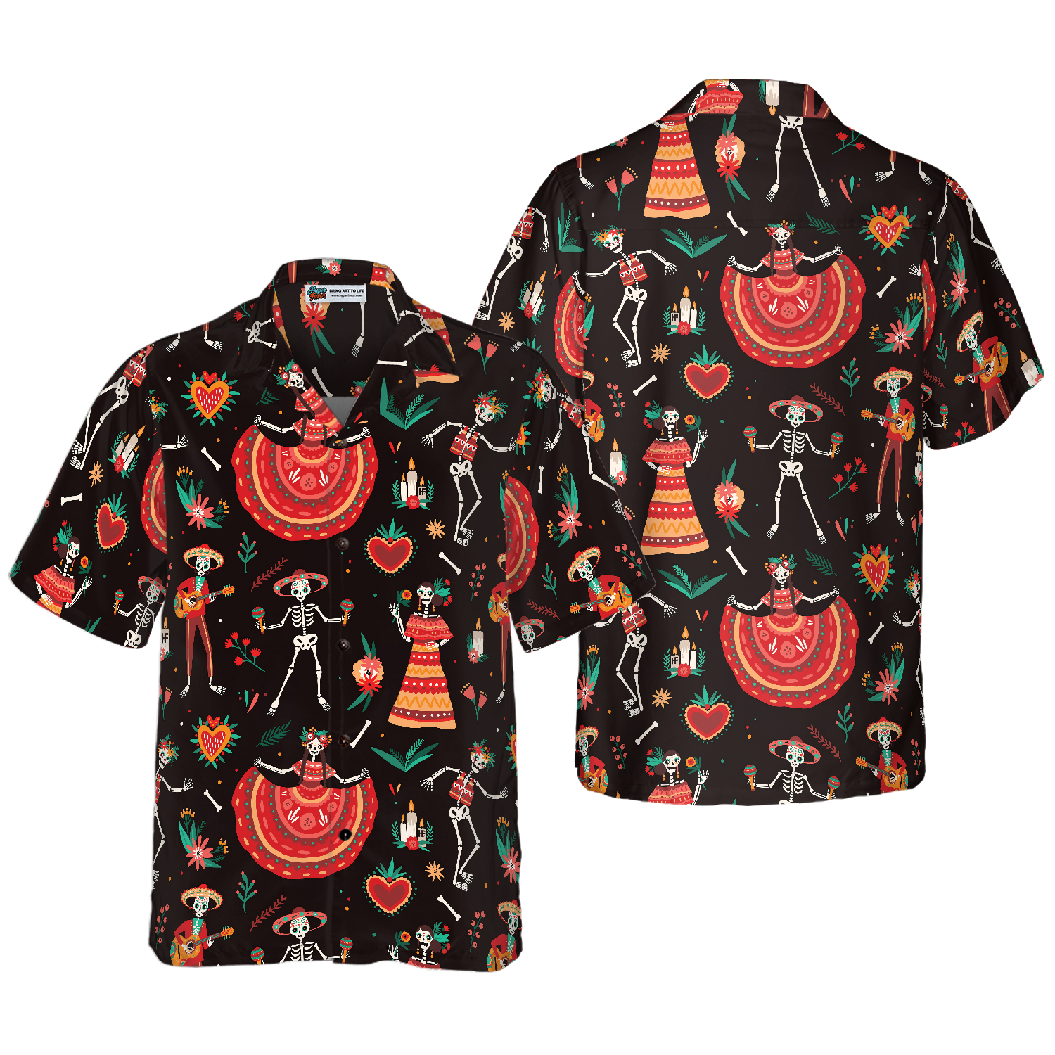 Skull Day Of The Dead Flower Hawaiian Shirt