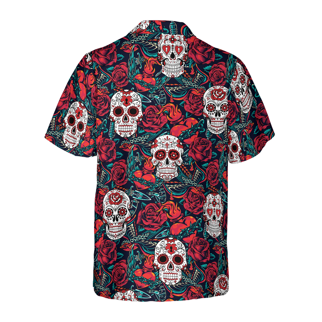 Sugar Skulls And Roses Hawaiian Shirt