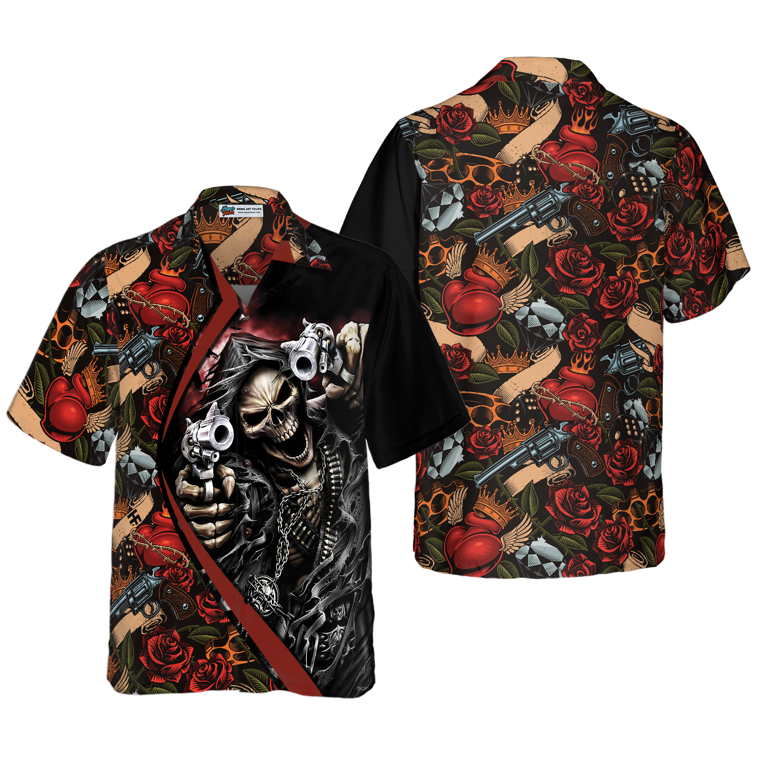 Cool Gun Skull Hawaiian Shirt