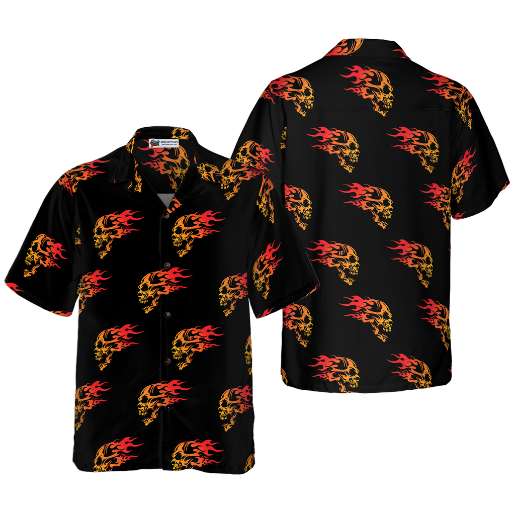 Flaming Angry Skull Hawaiian Shirt