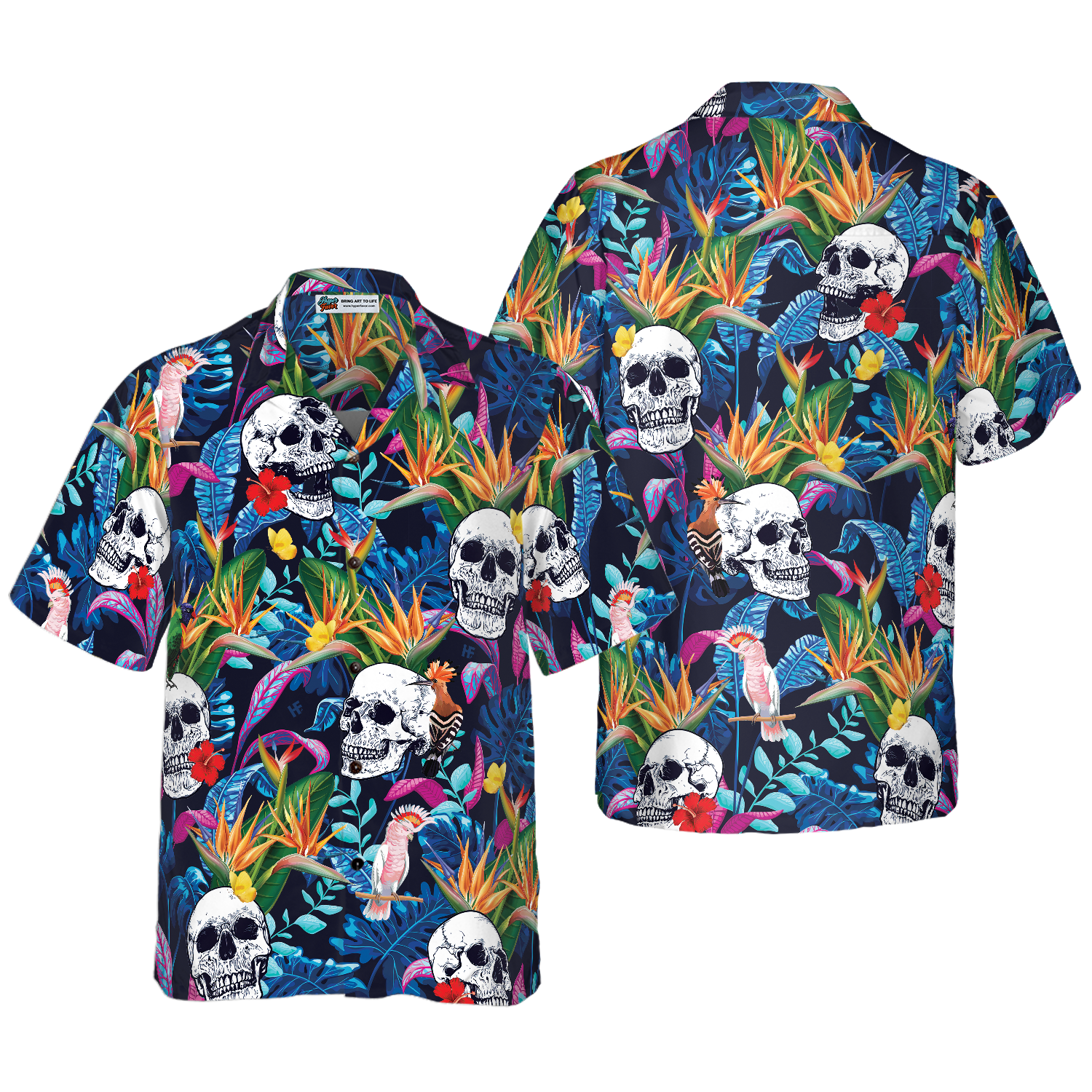 Colorful Tropical Forest And Skull Hawaiian Shirt