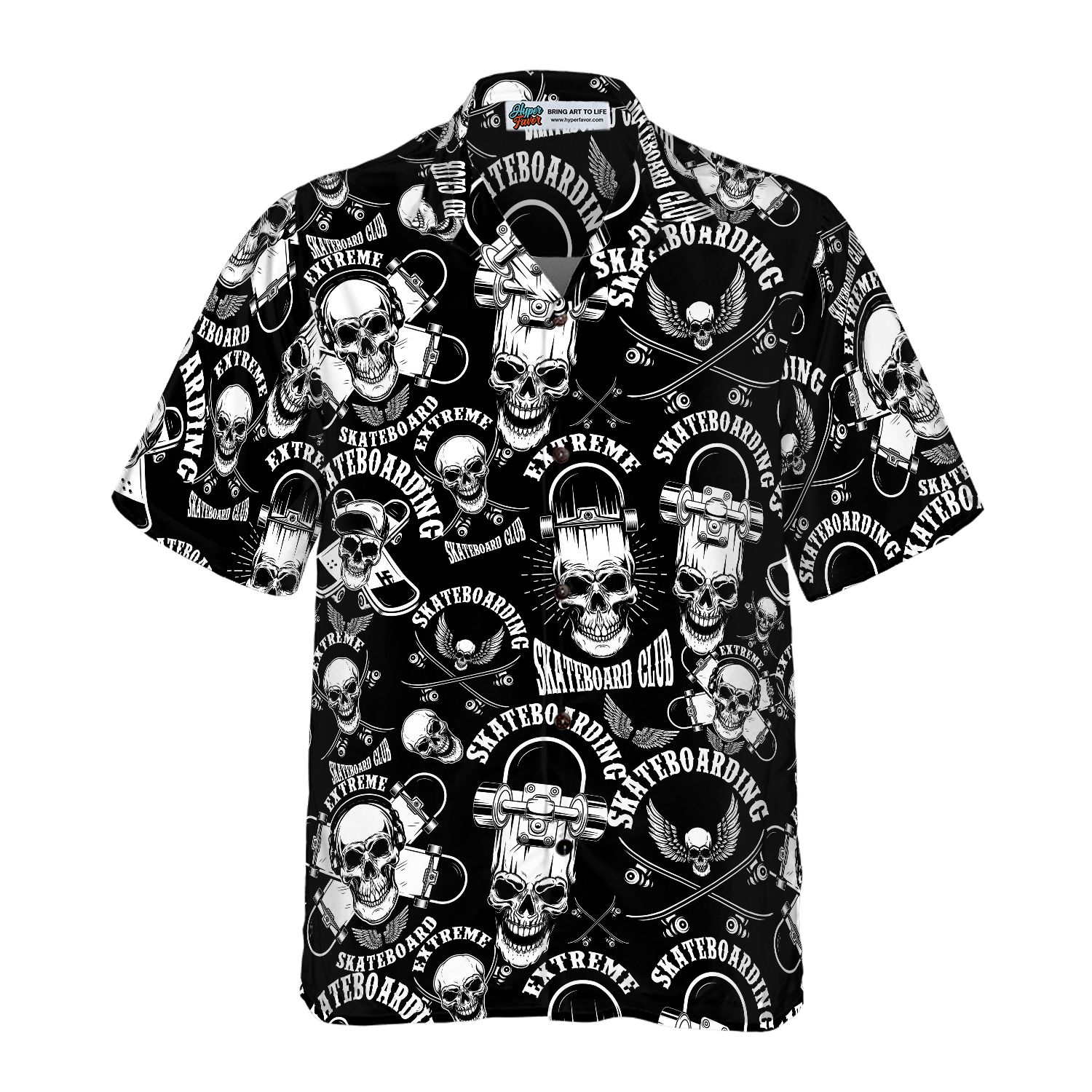 Skateboard Emblems In Monochrome Style Hawaiian Shirt
