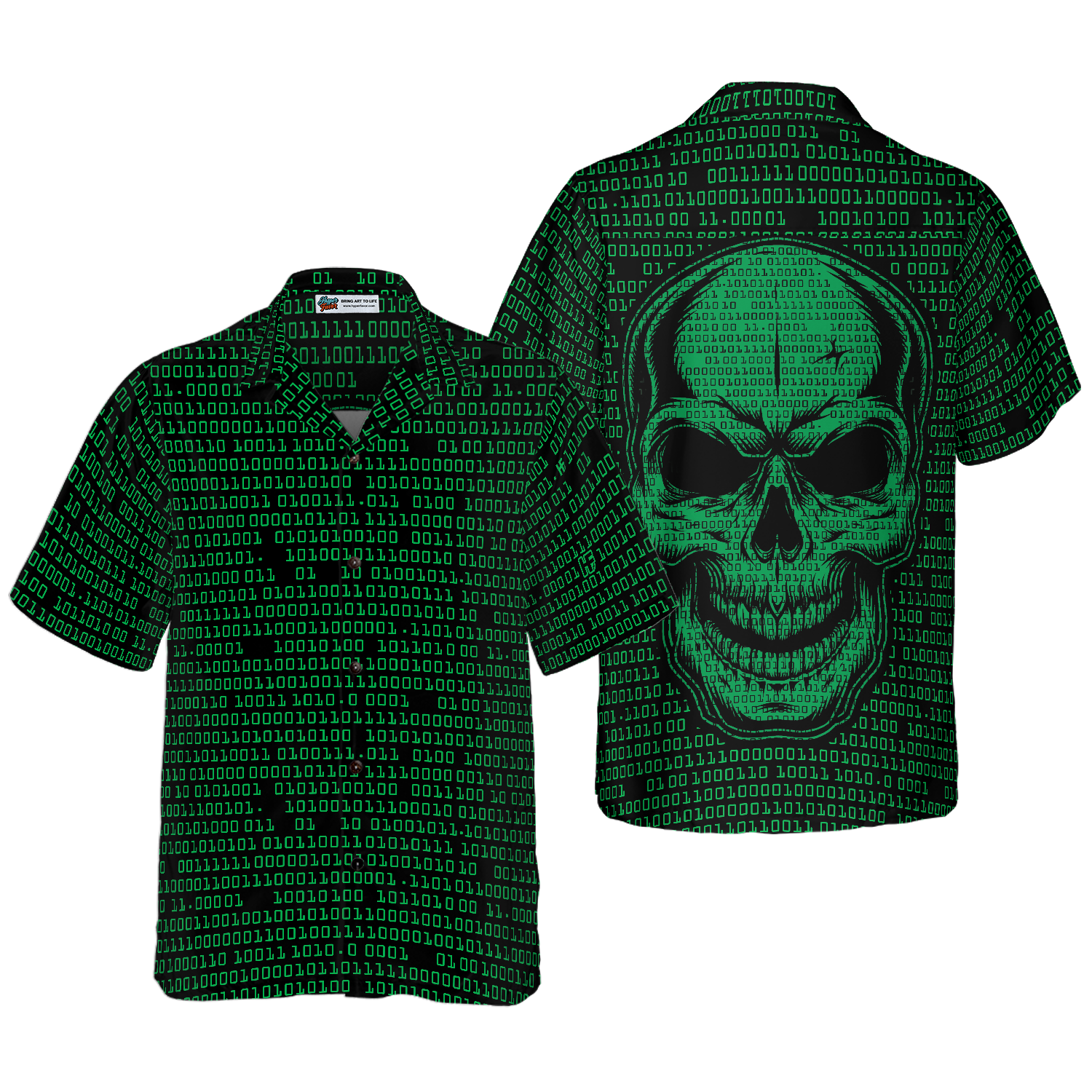 Binary Code Skull Hawaiian Shirt
