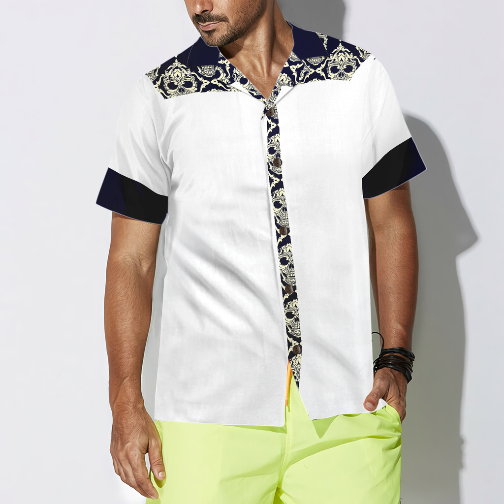 Ornamental Skull Seamless Pattern Hawaiian Shirt