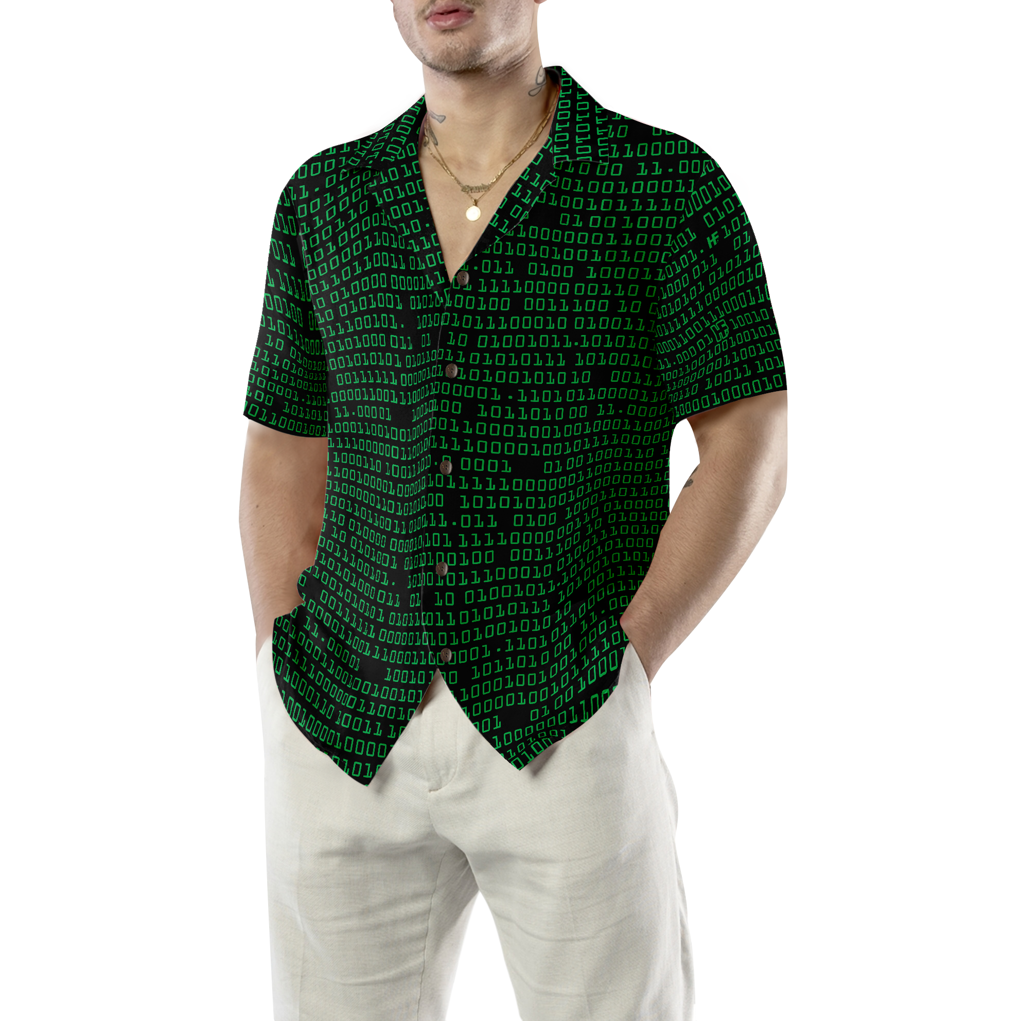 Binary Code Skull Hawaiian Shirt